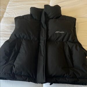 Black Puffer Vest with High Collar